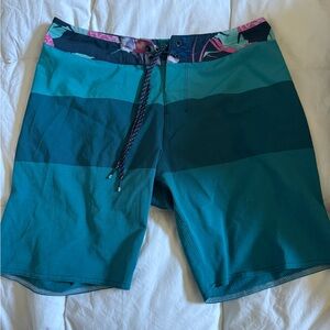 Billabong Teal and Dark Green Men's Swim Shorts